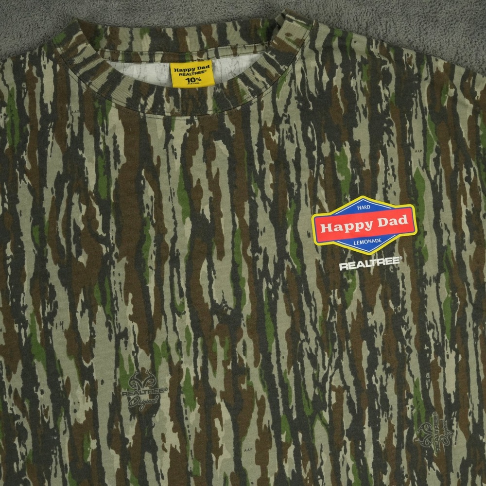 Happy Dad x Realtree T-Shirt Mens XL Green Camo Hard Lemonade Collaboration